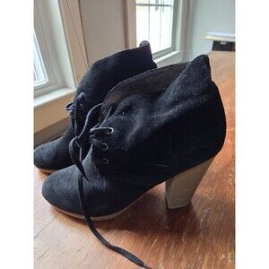 Talbots Black Suede Heeled Desert Boots Size 7.5 4" Heel